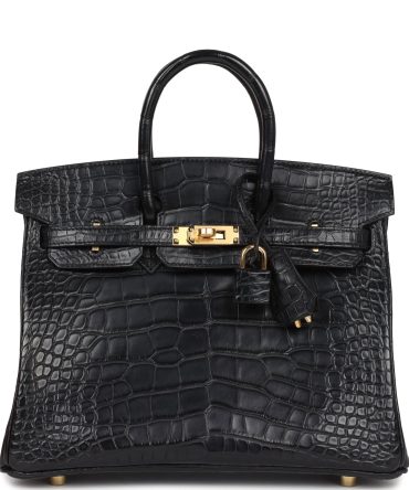Hermes Birkin 25 Black Matte Alligator Gold Hardware
