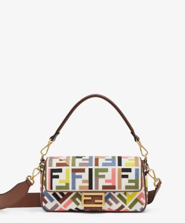 Baguette Canvas Bag With Multicolor FF Embroidery