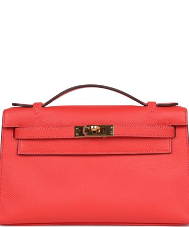Hermes Kelly Pochette Rose Jaipur Epsom Gold Hardware