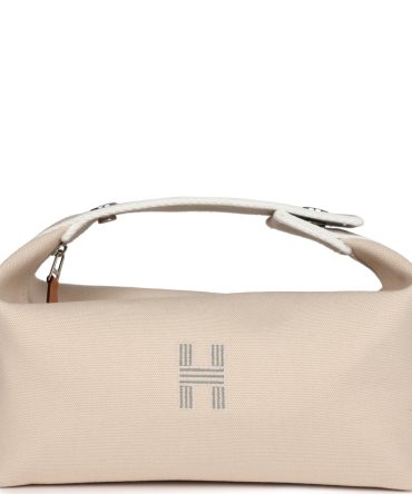 Hermes Bride-A-Brac PM Neutral Toile Canvas Palladium Hardware