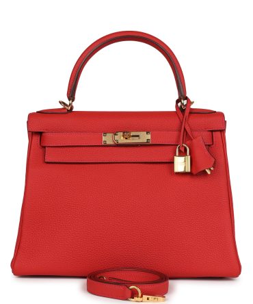 Hermes Kelly Retourne 28 Geranium Togo Gold Hardware
