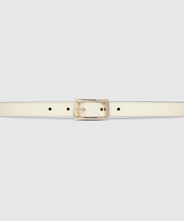 Reversible thin belt with rectangular buckle