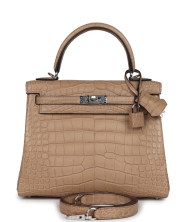 Hermes Kelly Retourne 25 Chai Matte Alligator Palladium Hardware