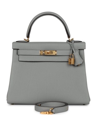 Hermes Kelly Retourne 28 Gris Mouette Togo Gold Hardware