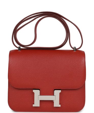Hermes Constance 18 Brique Verso Chevre Mysore Palladium Hardware