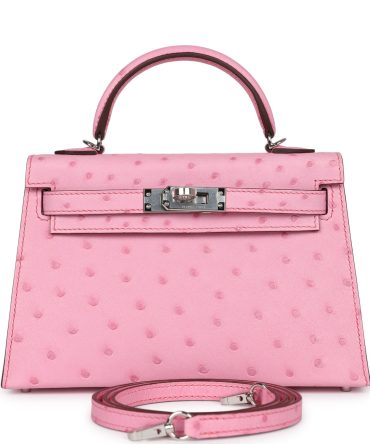 Hermes Kelly Sellier 20 Bubblegum Ostrich Palladium Hardware